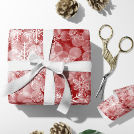 Papier Cadeau Motif Abstrait rouge aux flocons blancs