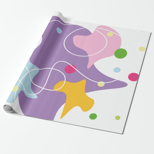 Papier Cadeau Motif abstrait tendance dans les couleurs violet e (Déroulé)