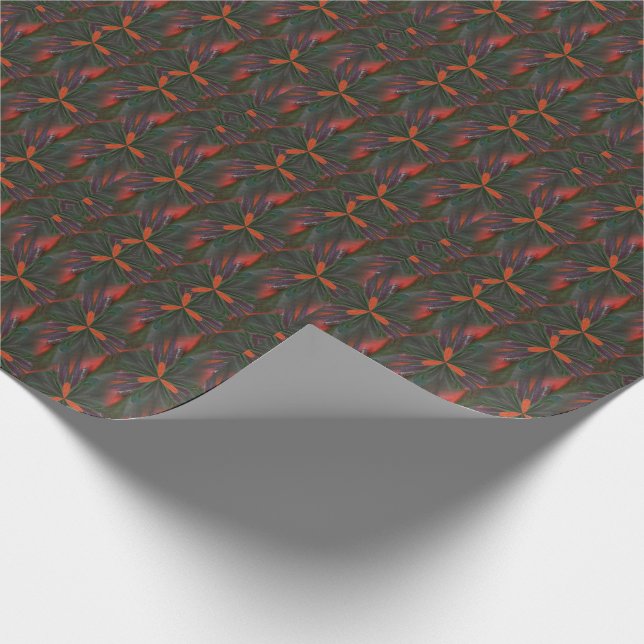 Papier Cadeau Motif Abstrait violet vert et orange (Coin)