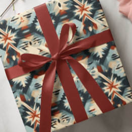 Papier Cadeau Motif Adobe moderne bleu sud-ouest