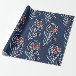 Papier Cadeau Motif Ajrakh et bloc d'impression Motif et batik p