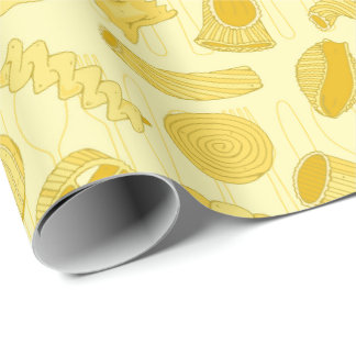 Papier Cadeau Motif alimentaire de pâtes italiennes dessinées à
