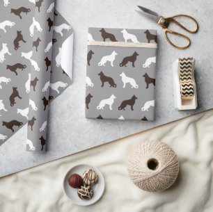 Papier Cadeau Motif allemand Shepherd Chien Silhouettes