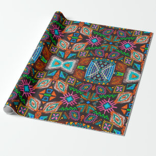 Papier Cadeau Motif américain. Impression Ikat transparente. des