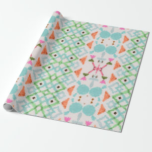 Papier Cadeau Motif américain. Impression Ikat transparente. Vin