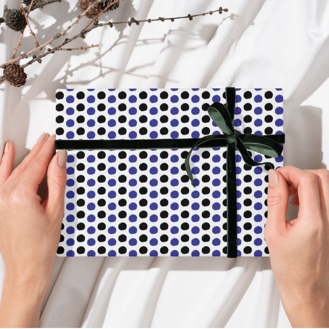 Papier Cadeau Motif amusant à pois noirs et bleus (Créateur téléchargé)