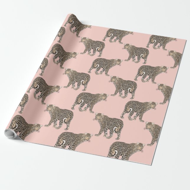Papier Cadeau Motif animal de léopard chic à la mode (Déroulé)
