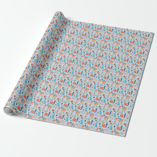 Papier Cadeau Motif animal de région boisée d'art populaire