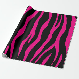 Papier Cadeau Motif animal imprimé noir et rose néon