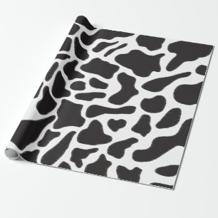 Papier Cadeau Motif animal noir et blanc Vache tache Monogramme