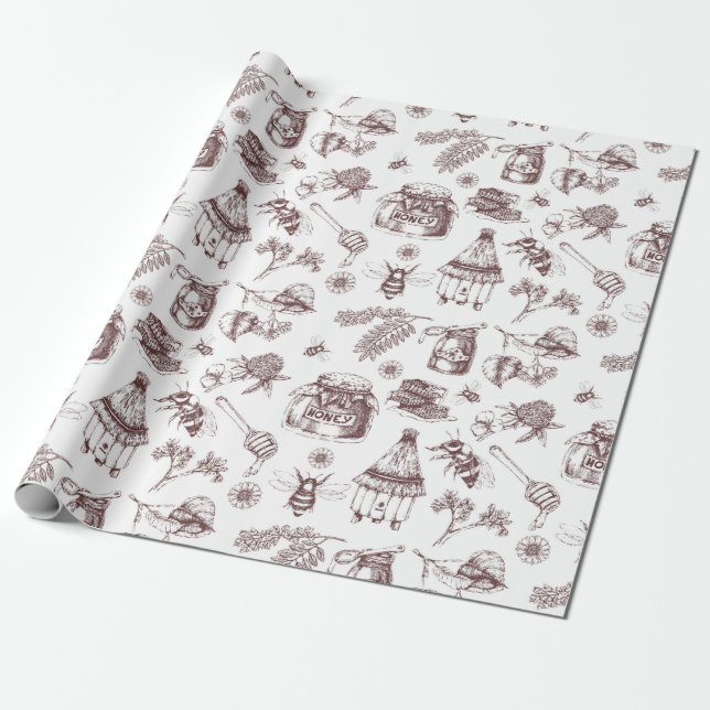 Papier Cadeau Motif apicole (Déroulé)