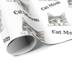 Papier Cadeau Motif aquarelle Burmilla Maman chat qui regarde