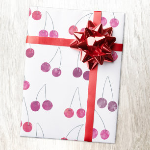 Papier Cadeau Motif aquarelle cerise