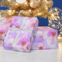 Motif aquarelle chic lilas pêche orchidée douce