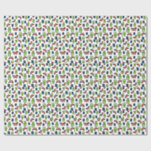 Papier Cadeau Motif aquarelle de coléoptères et papillons