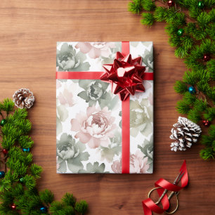 Papier Cadeau Motif aquarelle de pivoine pastel doux