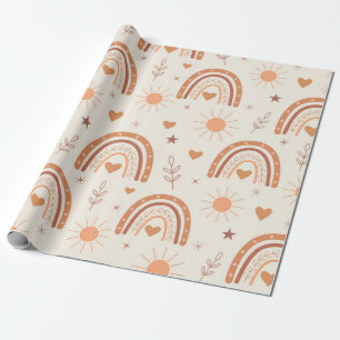 Papier Cadeau Motif arc-en-ciel en terre cuite