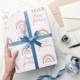 Papier Cadeau Motif arc-en-ciel rose