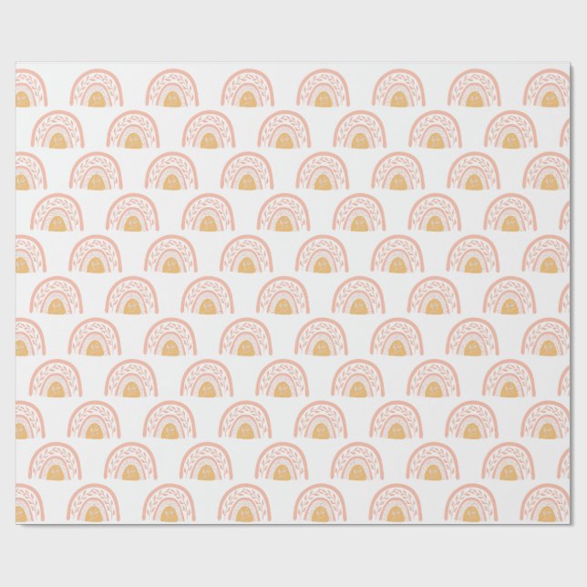 Papier Cadeau Motif arc-en-ciel rose Boho (Plat)