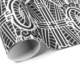 Papier Cadeau Motif architectural de Deco, noir et blanc