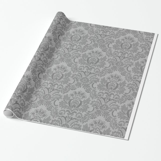 Papier Cadeau Motif argenté de damassé (Déroulé)
