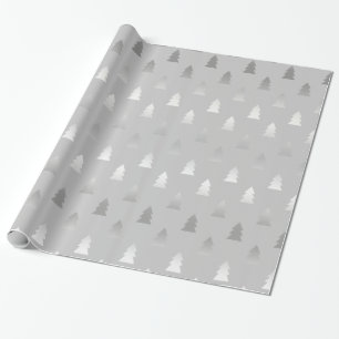 Papier Cadeau motif argenté moderne élégant d'arbre de Noël