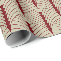 Motif Art Déco 03 - Rouge de minuit sur blanc cass