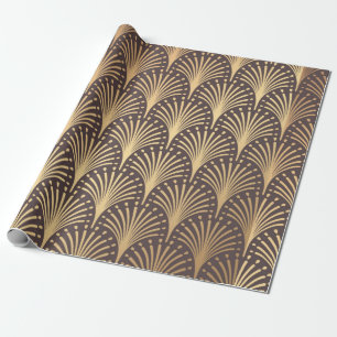 Papier Cadeau Motif Art déco. Arrière - plan doré sans coutur