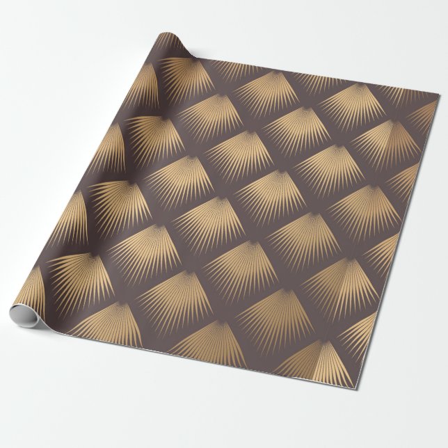 Papier Cadeau Motif Art déco. Arrière - plan doré sans couture.  (Déroulé)