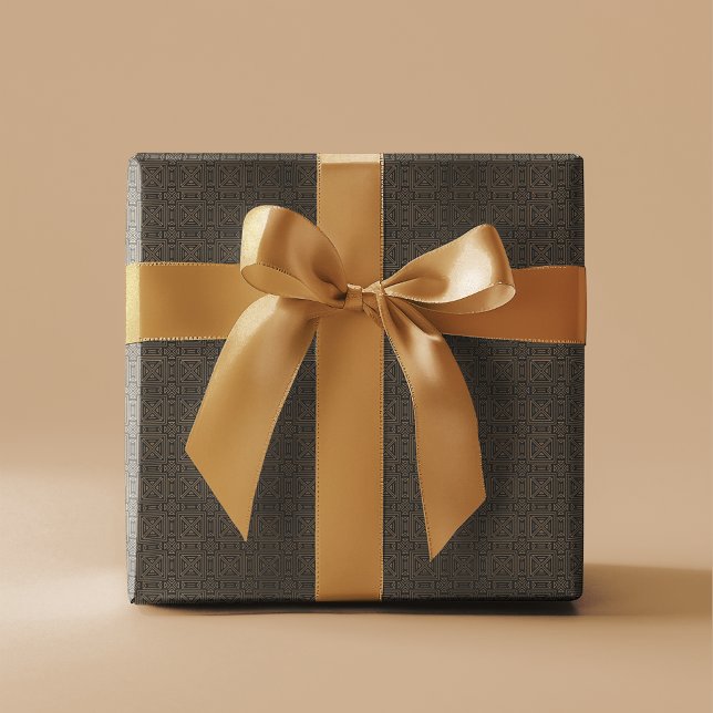 Papier Cadeau Motif Art déco géométrique | Bronze noir (Créateur téléchargé)