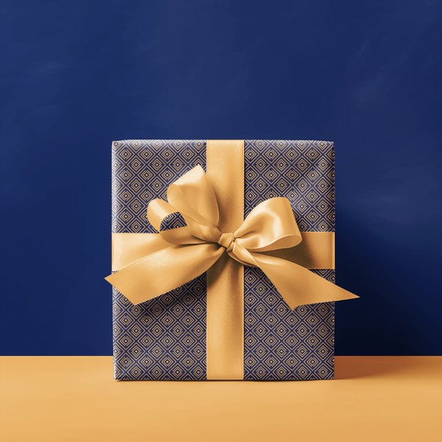 Papier Cadeau Motif Art déco | Marine Blue Gold (Créateur téléchargé)