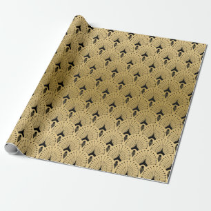 Papier Cadeau Motif art déco noir et or
