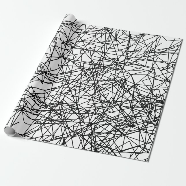 Papier Cadeau motif artistique abstrait noir blanc (Déroulé)