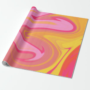 Papier Cadeau Motif artistique abstrait rose pâle jaune rouge
