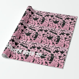 Papier Cadeau Motif artistique Bash de fantôme effrayant rose