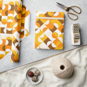 Papier Cadeau Motif artistique de cercles jaunes ensoleillés ora