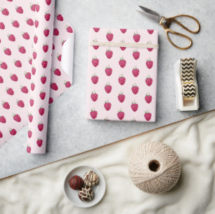 Papier Cadeau Motif artistique de framboise à l'aquarelle mignon