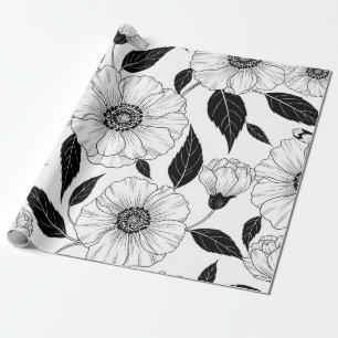 Papier Cadeau Motif artistique élégant en noir et blanc à motif