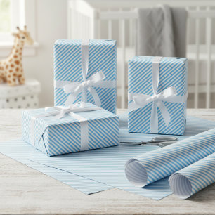 Papier Cadeau Motif artistique simple en rayures diagonales bleu