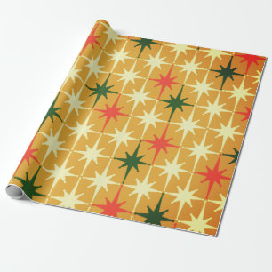 Papier Cadeau Motif Atomique Rétro Vintage Milieu de Siècle Mode