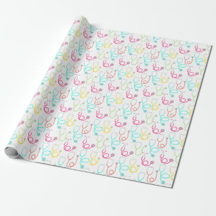 Papier Cadeau Motif au néon de stéthoscope