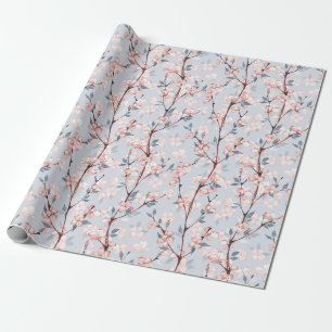 Papier Cadeau Motif aux délicates fleurs de sakura printanière