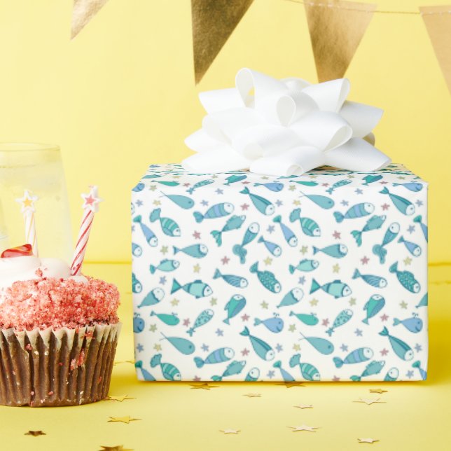 Papier Cadeau Motif Avec Poisson Et Estarfish (Fête d'anniversaire)