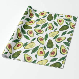 Papier Cadeau Motif Avocado rustique aquarelle 