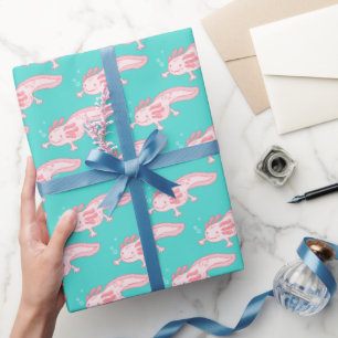 Papier Cadeau Motif Axolotl rose