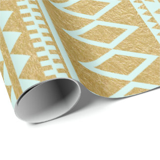 Papier Cadeau Motif aztèque géométrique de feuille d'or de Faux