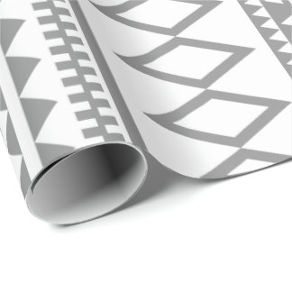 Papier Cadeau Motif aztèque géométrique gris et blanc