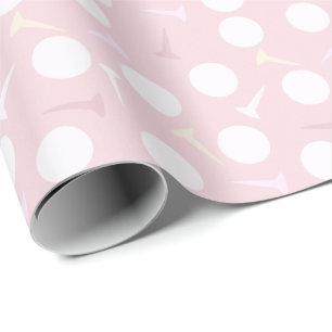 Papier Cadeau Motif balle et tee de golf rose clair