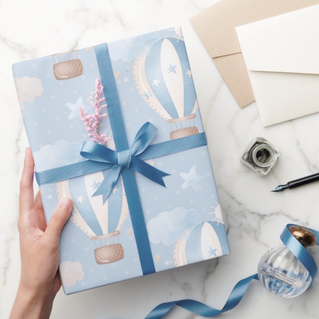 Papier Cadeau Motif Ballons Bleus (Cadeaux)