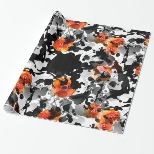 Papier Cadeau MOTIF BLACK INK & POPPIES + votre backgr. & idées